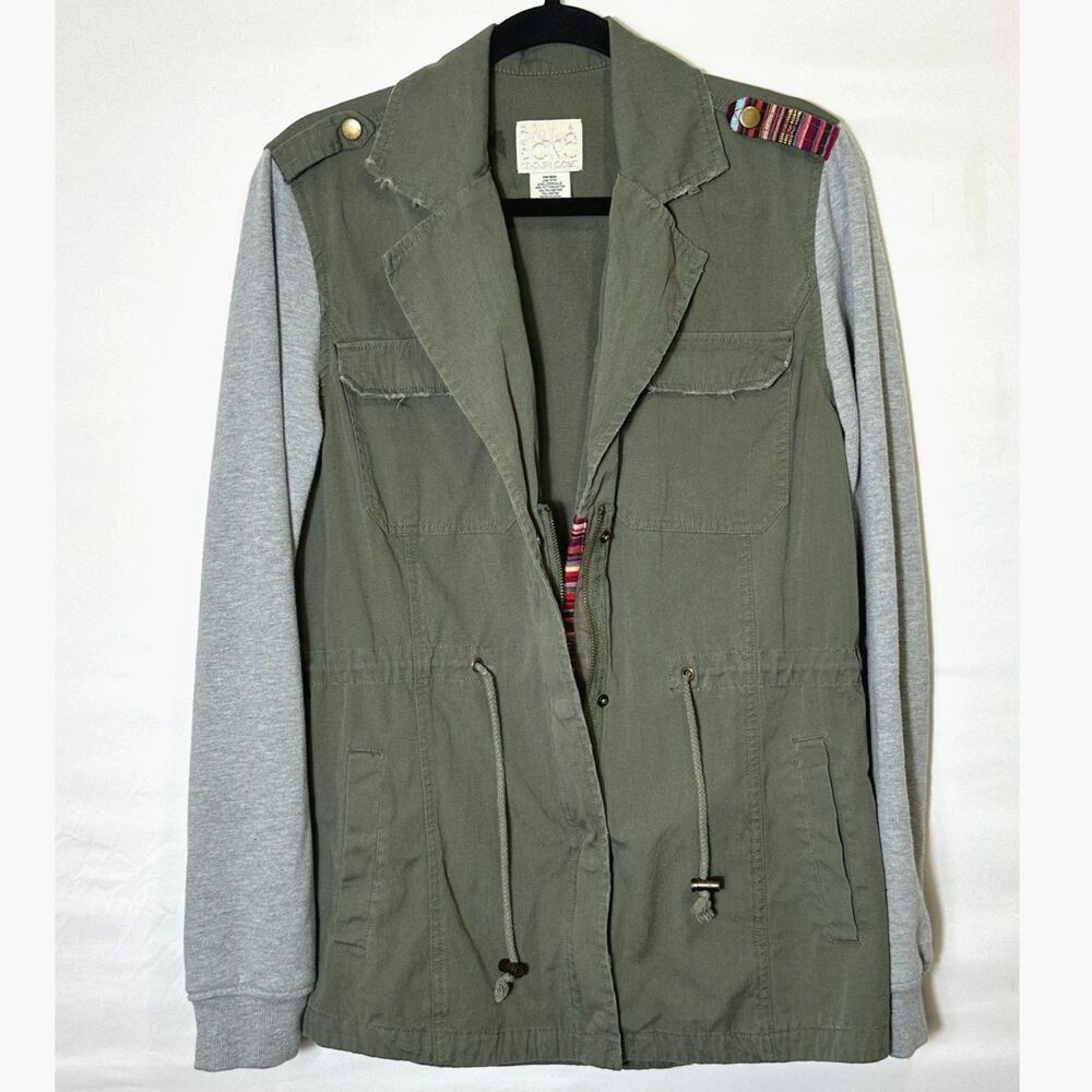 Billabong "Designers Closet" Women's BOHO Mixed Media Utility Jacket Size M